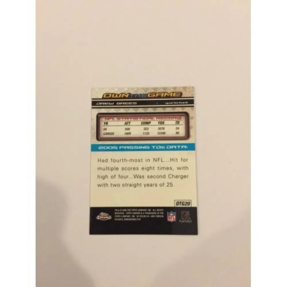 2006 Topps Chrome Drew Brees Own The Game Insert Card #OTG20 Saints (039)